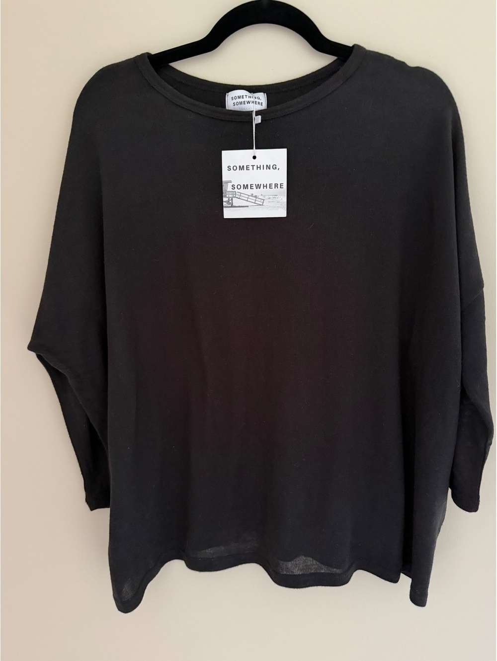 S/M Solid Black Sweater; Something, Somewhere brand